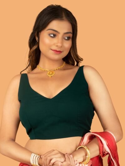 Bottle Green Georgette Sleeveless Blouse